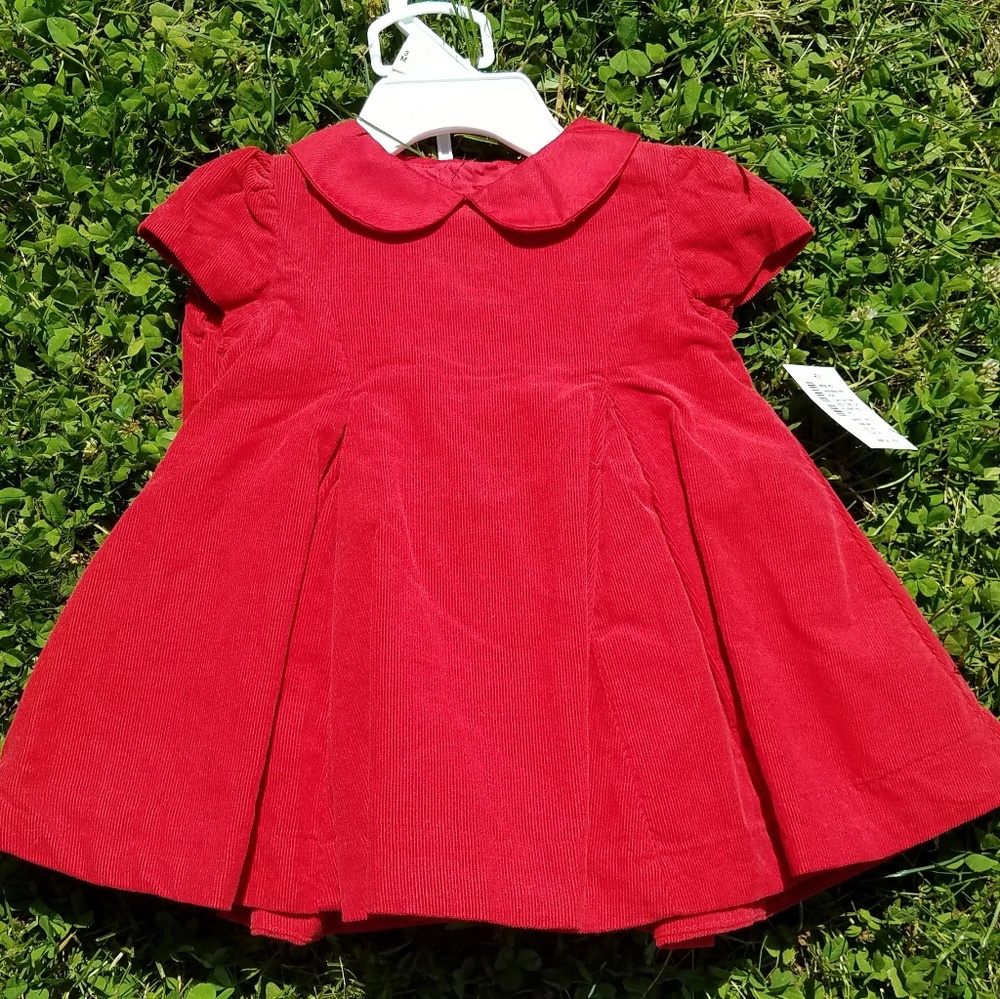 NWT Ralph Lauren Red Corduroy Holiday Dress Adorbs